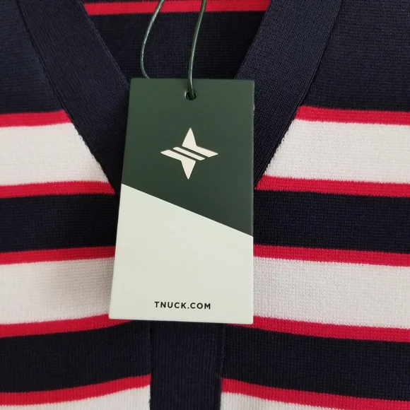 Tuckernuck Navy and Brown Striped V-Neck Mini Dress - Picture 7 of 9